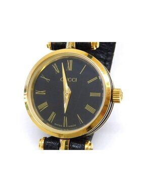 Gucci Watch Antique Quartz Round Dial Gold Black